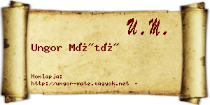 Ungor Máté névjegykártya